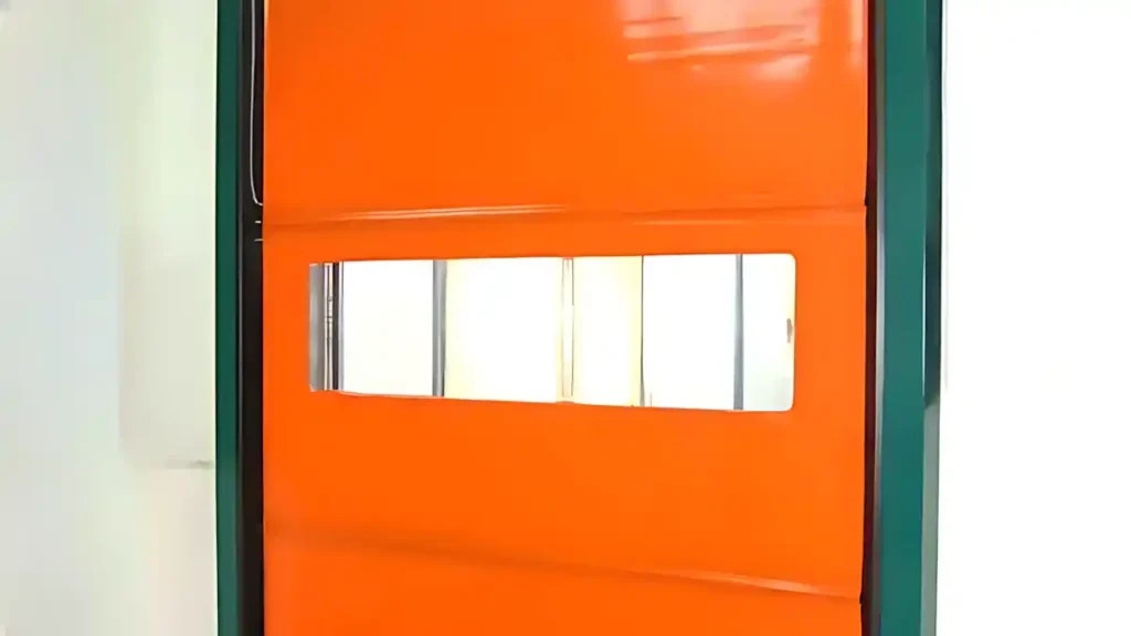 Fabrika içi sarı renkli hızlı pvc branda kapı