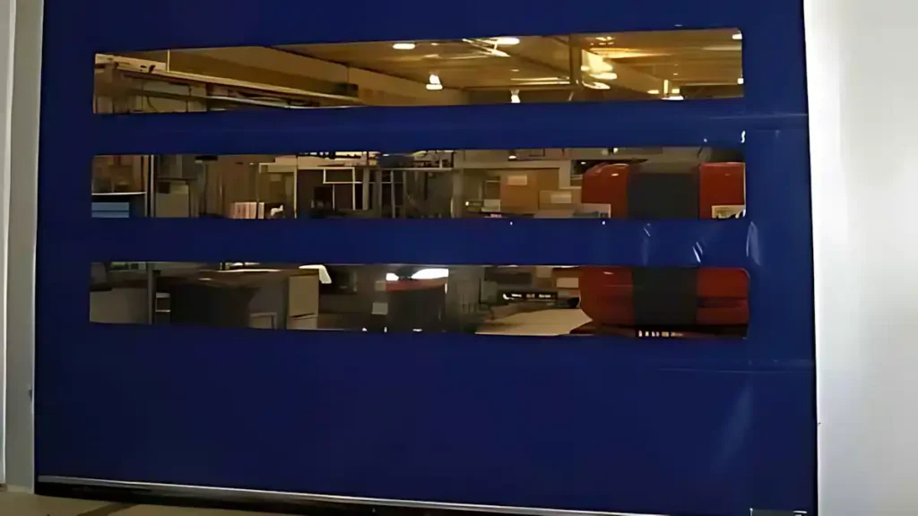 Fabrika içi sarı renkli hızlı pvc branda kapı